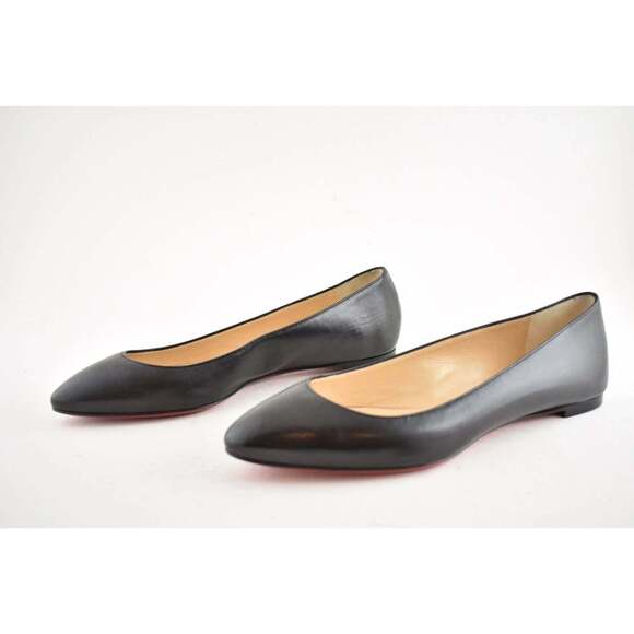 Christian Louboutin Eloise Black Nappa Shiny Leather Ballerina Ballet Flat 35 - Picture 9 of 12